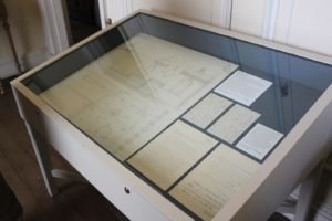 The plans for Princess Mary's Dressing Room, including lighting, displayed on the State Floor at Harewood.
